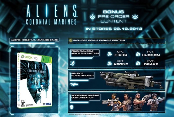 Aliens Colonial Marines Pre Order Bonus