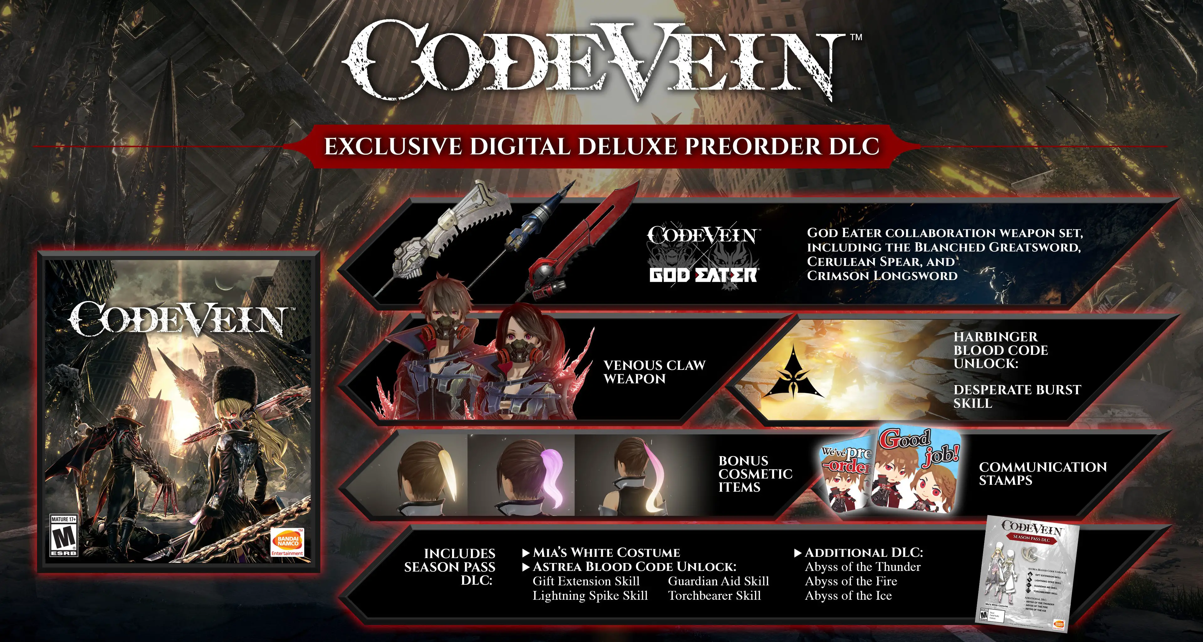 Details about   CODE VEIN Dengeki Special Pack Bloodthirth Edition T-shirts PS4 BANDAI NAMCO 