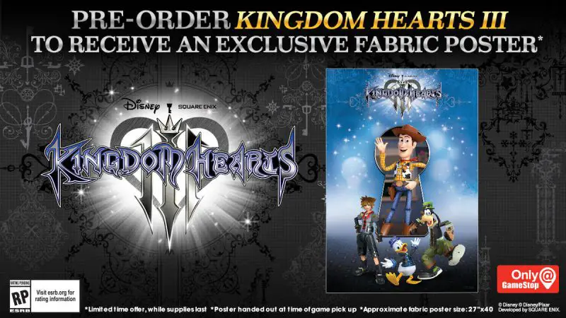 Kingdom Hearts Iii Fabric Poster Game Preorders