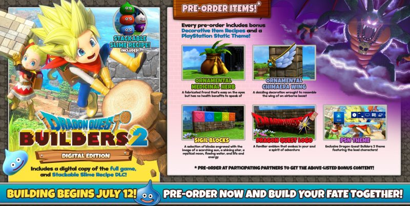 Dragon Quest Builders 2 PS4 Digital Bonuses