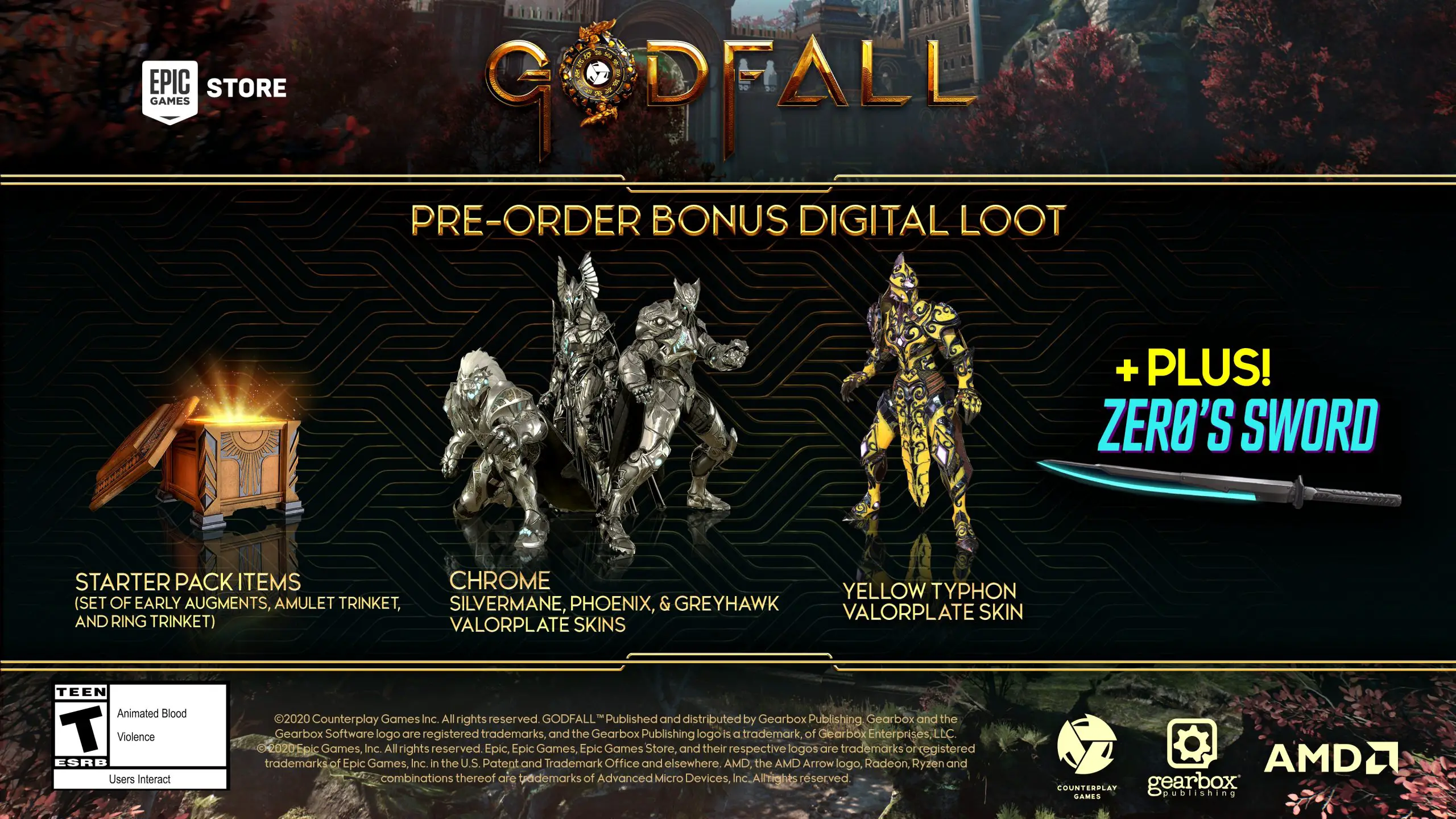 Godfall Epic Games Store Pre Order Bonuses